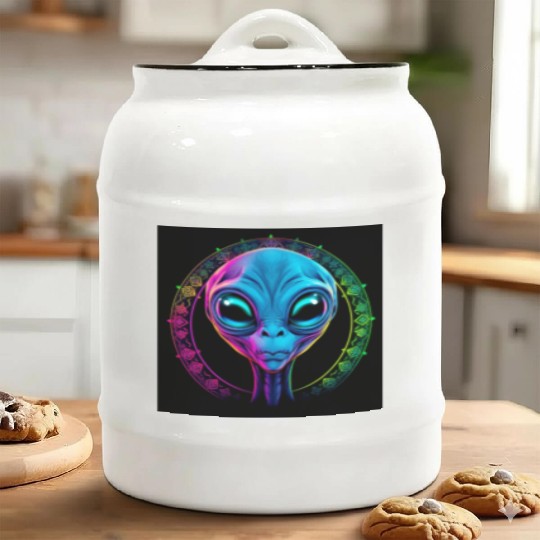 Neon Vision The Otherworldly Gaze Ceramic Cookie Jars