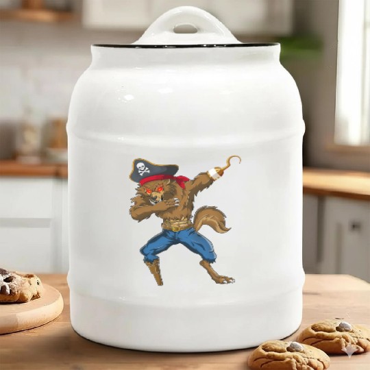 Dabbing Werewolf Pirate Halloween Pirate Ceramic Cookie Jars