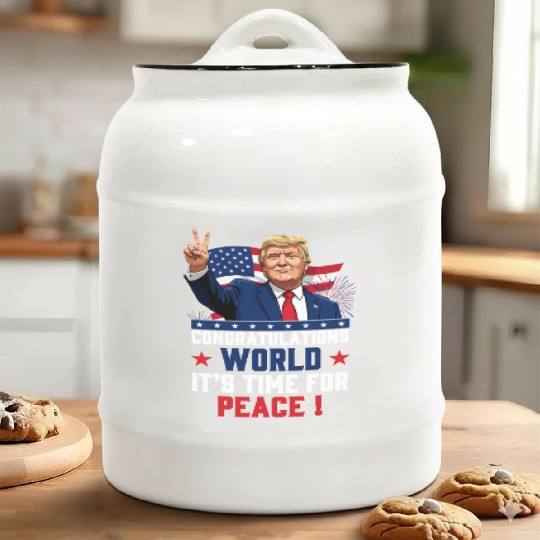 Congratulations world, It's time for peace! Ceramic Cookie Jars