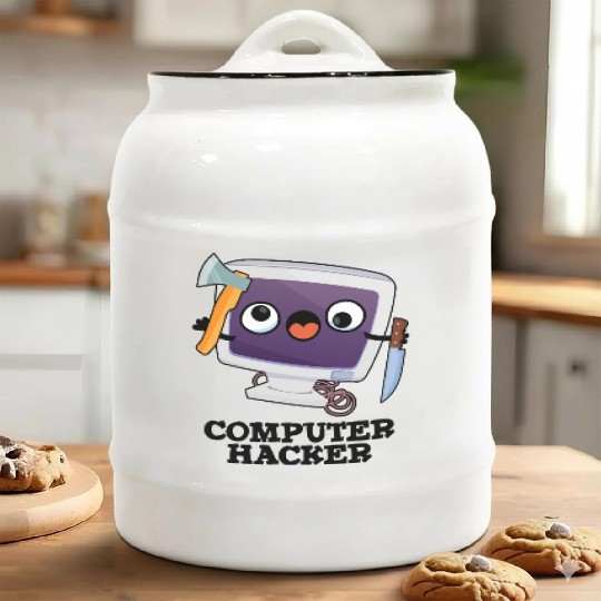 Computer Hacker Funny Technical Pun Ceramic Cookie Jars