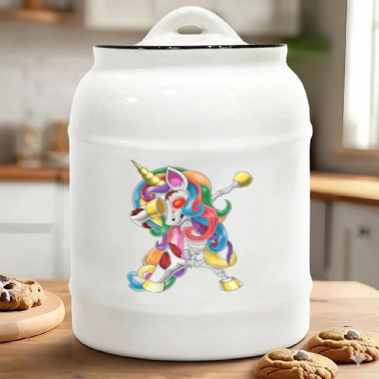 Dabbing Zombie Unicorn Halloween Ceramic Cookie Jars