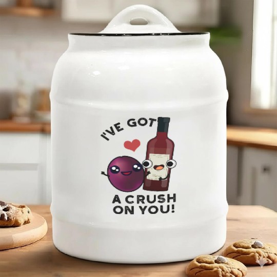 I've Got A Crush On You Funny Grape Wine Pun Ceramic Cookie Jars