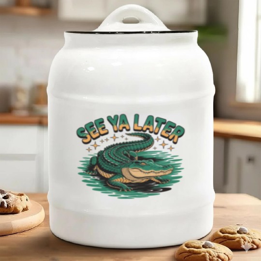 See Ya Later Alligator Retro Gator Joke Ceramic Cookie Jars