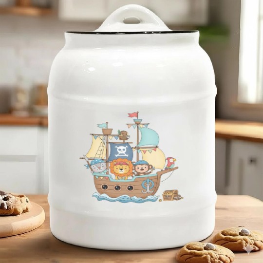 Animal Pirate Ship Adventure Ceramic Cookie Jars