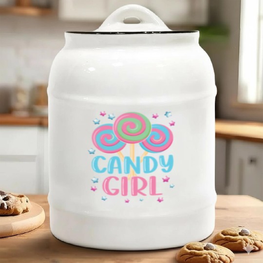 Cute Lollipop Candy Girl Design 01 Ceramic Cookie Jars
