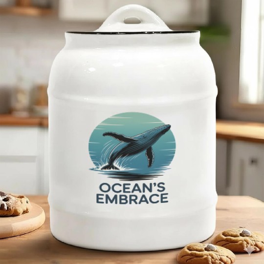 Ocean’s Embrace – Majestic Whale Retro Ocean Ceramic Cookie Jars