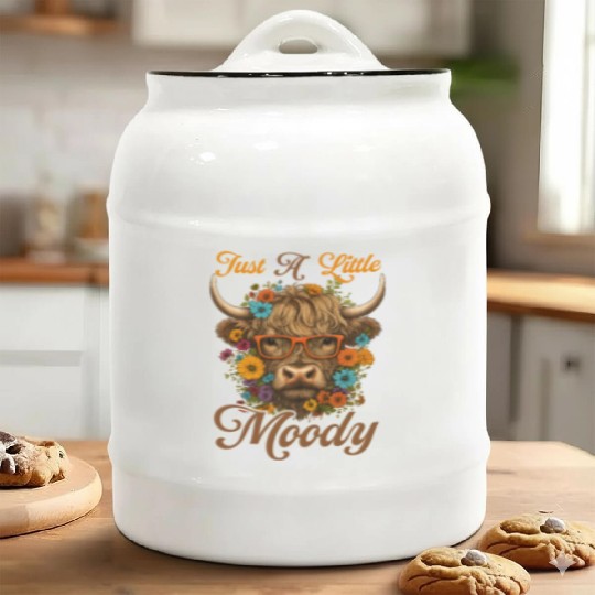 Highland Cow Just A Little Moody Funny Farm Farmer Ceramic Cookie Jars