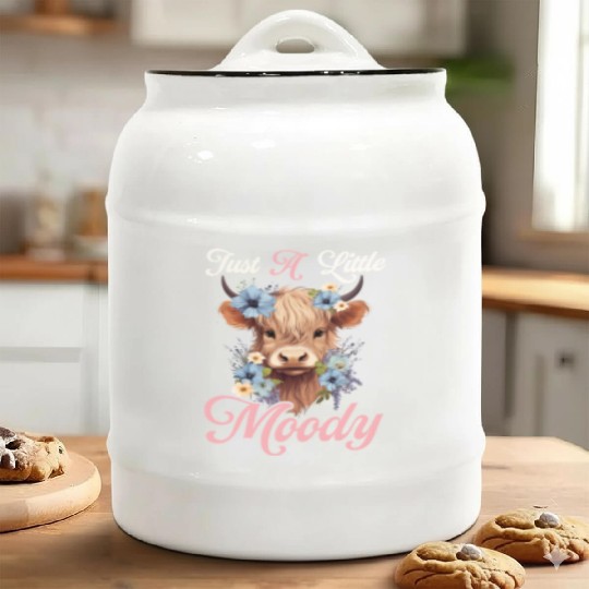 Highland Cow Just A Little Moody Funny Farm Farmer Ceramic Cookie Jars
