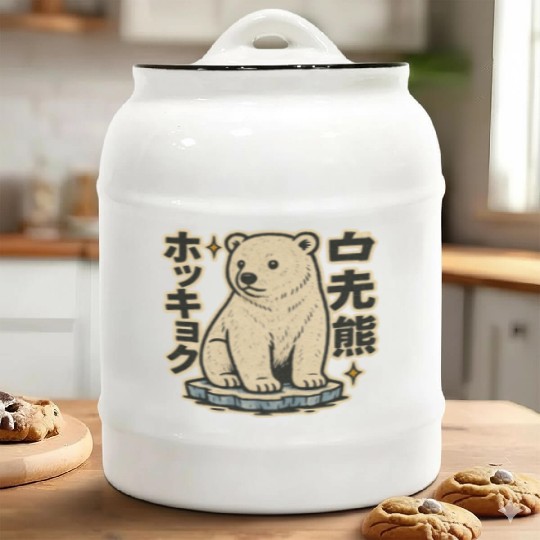 Kawaii Polar Bear Japanese Ceramic Cookie Jars
