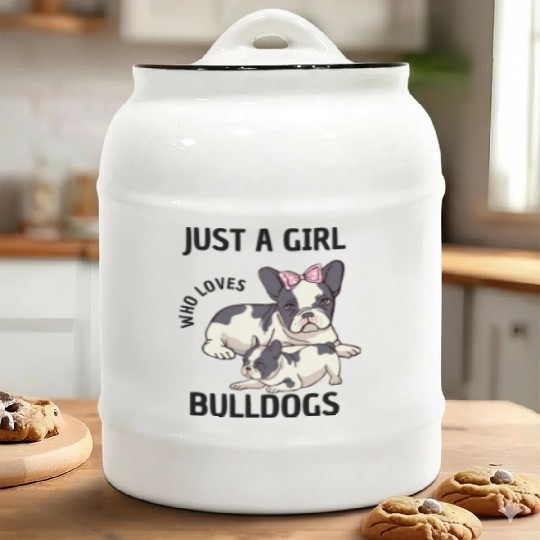 just a girl bulldog design Ceramic Cookie Jars