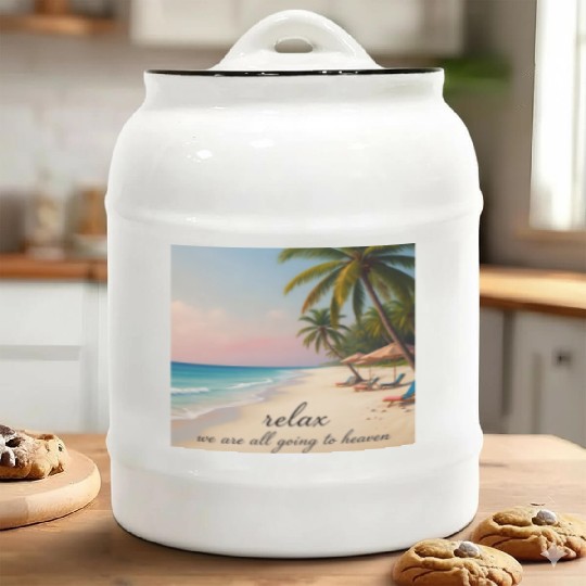Serene Ocean Sunset Ceramic Cookie Jars