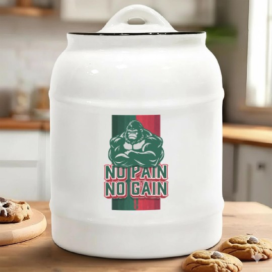 1RSN - No pain No gain Ceramic Cookie Jars