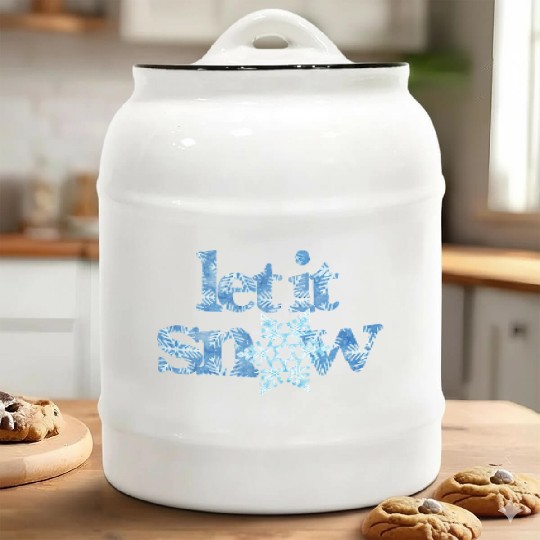 LET IT SNOW blue snowflakes winter wonderland xmas Ceramic Cookie Jars