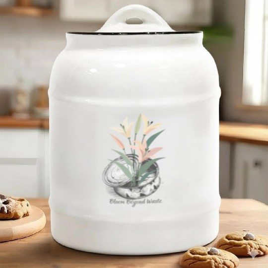 Lily Can Recycle Sustainable Floral Design Eco Art Ceramic Cookie Jars