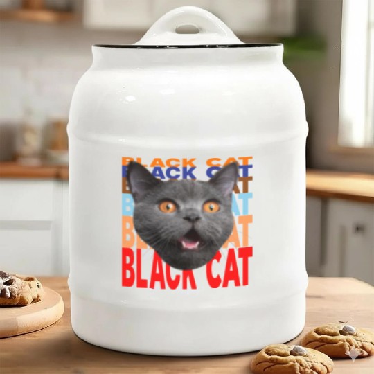 Black Cat Angry Look Ceramic Cookie Jars