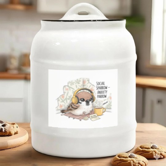"Social Sparrow – Anxiety Parrow" Ceramic Cookie Jars