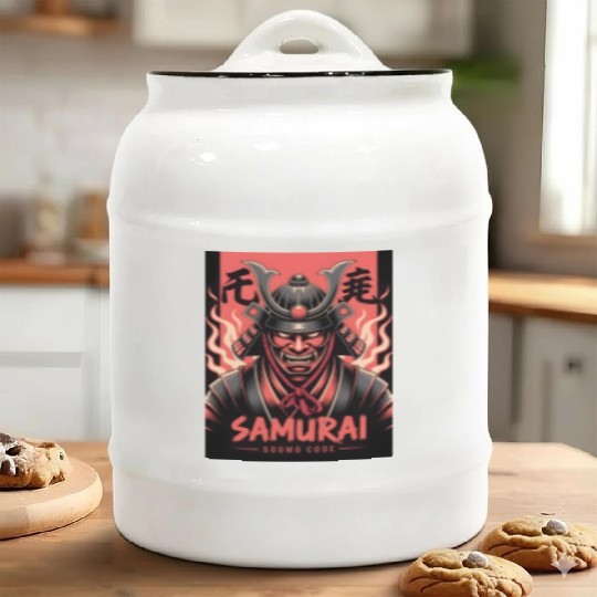 Fire Oni Samurai – Warrior Spirit Art Ceramic Cookie Jars