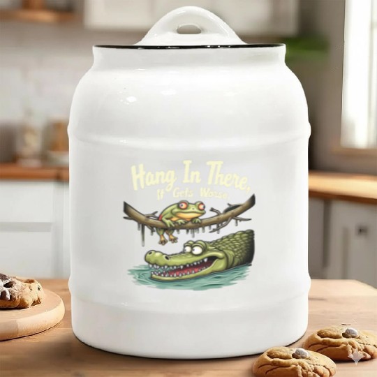Hang In There – Dark Humor Sarcastic Ceramic Cookie Jars
