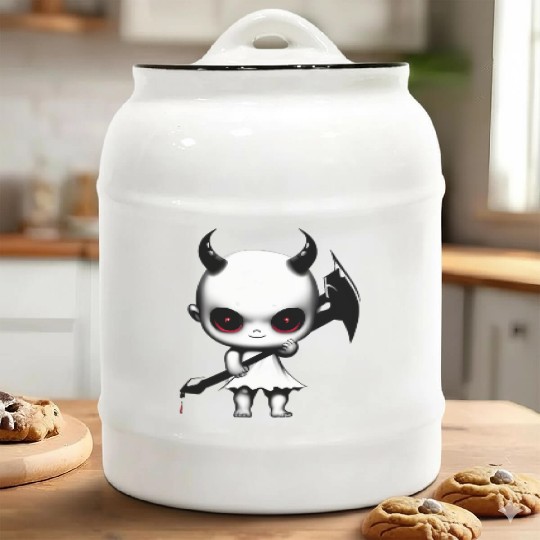 Cute Demon Baby with Horns and Bat Wings Ceramic Cookie Jars