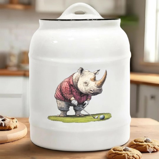 Rhinoceros Golfer / Golf Rhinoceros Ceramic Cookie Jars