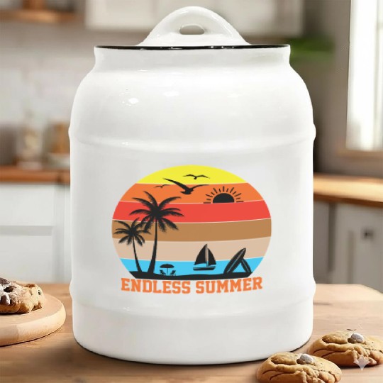 Endless Summer Sunset Design Ceramic Cookie Jars