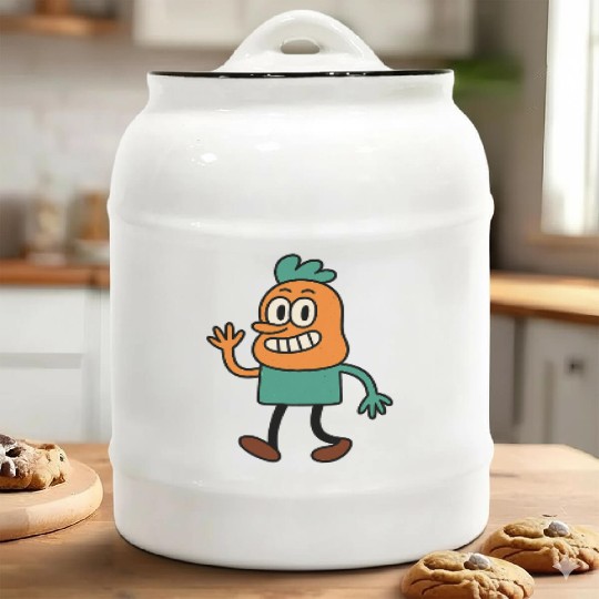 Whimsical Carrot Character Illustration Ceramic Cookie Jars