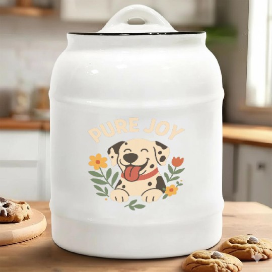 Happy Dalmatian with Floral Accent Ceramic Cookie Jars