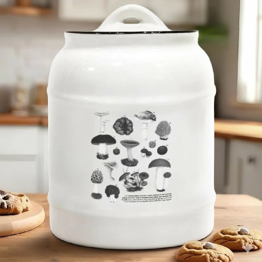 Forest Gems – Scientific Wild Mushroom Chart Ceramic Cookie Jars