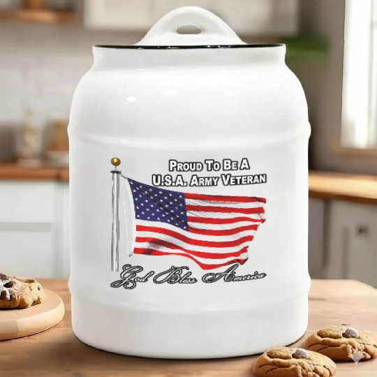 Proud To Be A US Army Veteran Ceramic Cookie Jars