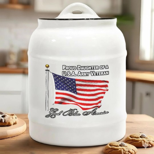 Proud Daughter Of A US Army Veteran Ceramic Cookie Jars
