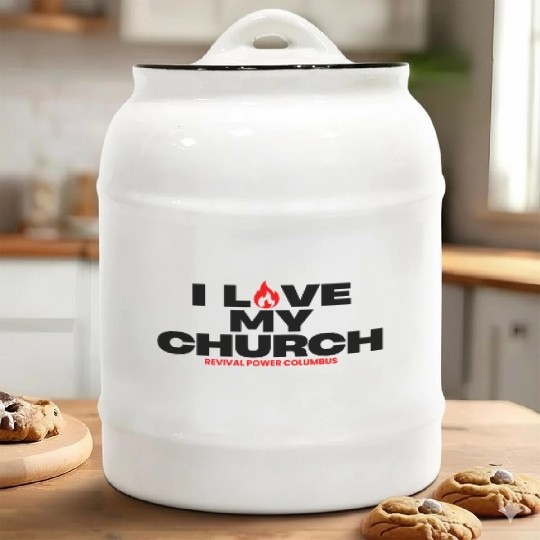 Love My Church Red Ceramic Cookie Jars