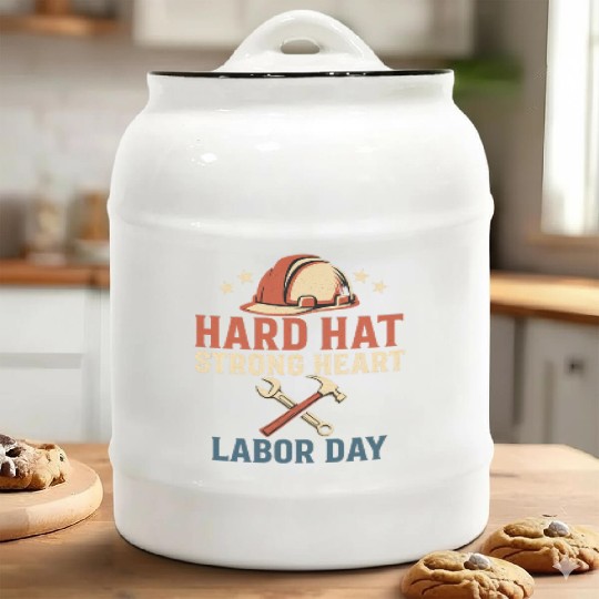 Hard Hat, Strong Heart – Labor day Ceramic Cookie Jars