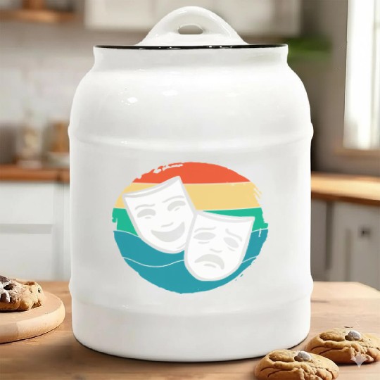 Musical Lover Retro Theater Masks Ceramic Cookie Jars