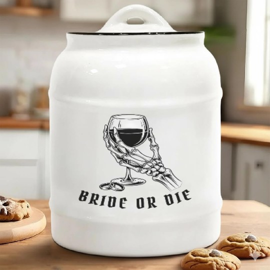 Gothic Skeleton Bachelorette Party Bride or Die  Ceramic Cookie Jars