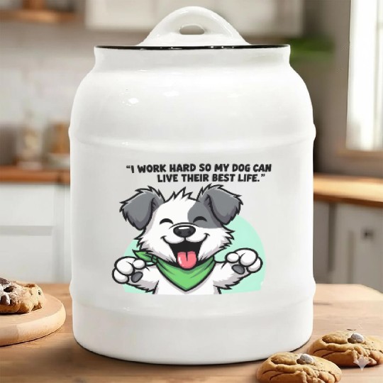 Joyful Dog Cartoon Design Ceramic Cookie Jars