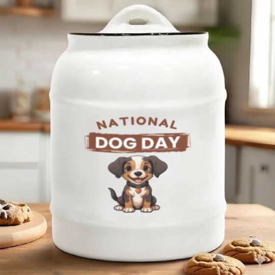 Adorable Puppy for National Dog Day Ceramic Cookie Jars