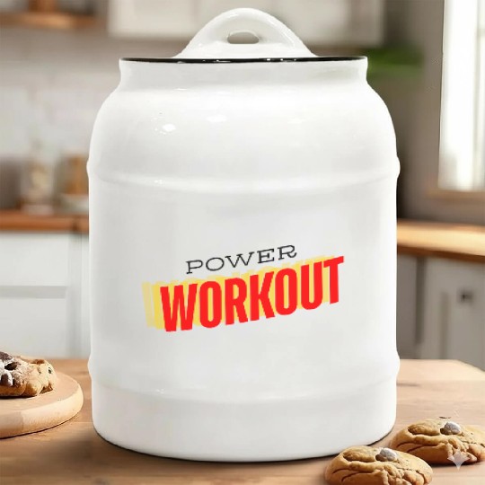 Dynamic Workout Typography Design Ceramic Cookie Jars