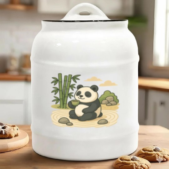 Serene Panda in Bamboo Garden Ceramic Cookie Jars