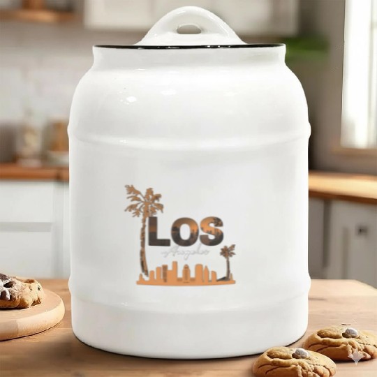 Los Angeles Sunset Cityscape Design Ceramic Cookie Jars