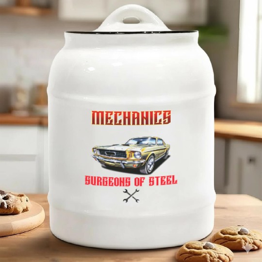 Muscle Car Classic Mechanics Design Ceramic Cookie Jars
