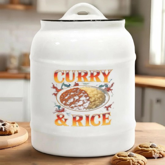 Curry And Rice Favorite Food Funny Weird 90s Curry Ceramic Cookie Jars