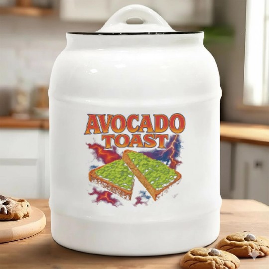 Avocado Toast Favorite Food Funny Weird 90s Toast Ceramic Cookie Jars