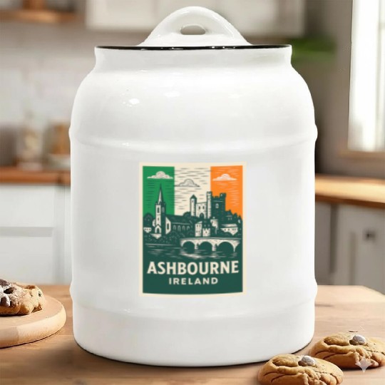 Irish Villagescape with Castle and Church Ceramic Cookie Jars