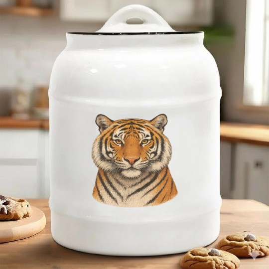 Realistic Tiger Head Ceramic Cookie Jars Design