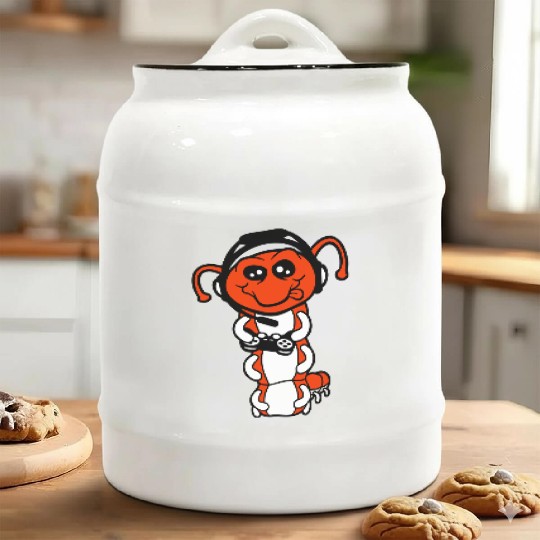 Gamer caterpillar nerd gaming controller consol Ceramic Cookie Jars