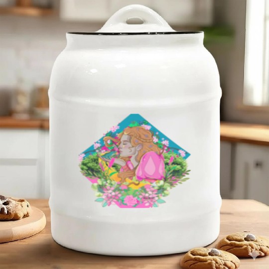 Princess holding frog Ceramic Cookie Jars
