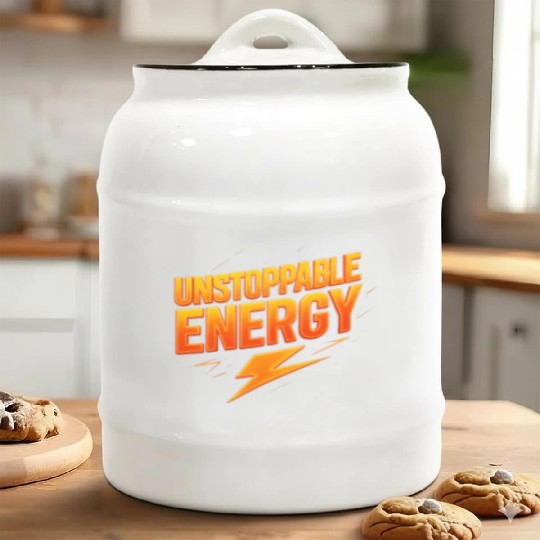 Unstoppable Energy – Futuristic Streetwear Logo Ceramic Cookie Jars