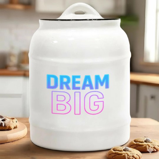 Dream Big Neon Retro Typography Ceramic Cookie Jars