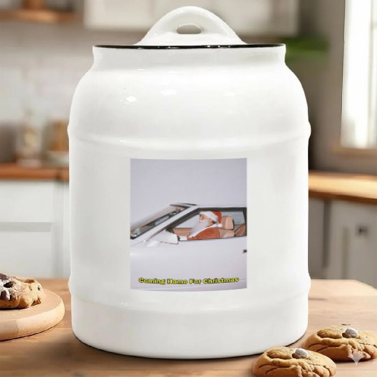 Santa's Joyful Ride Card Design Ceramic Cookie Jars