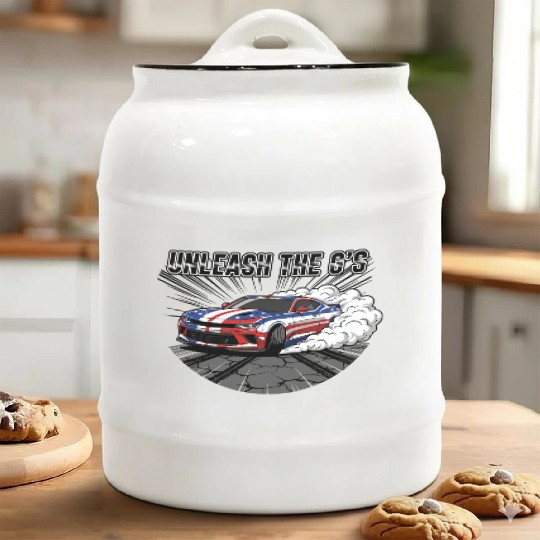 Patriotic American Muscle Car Ceramic Cookie Jars